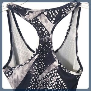 Lululemon Athletic Racerback Tank Top Black White Abstract Print Women's